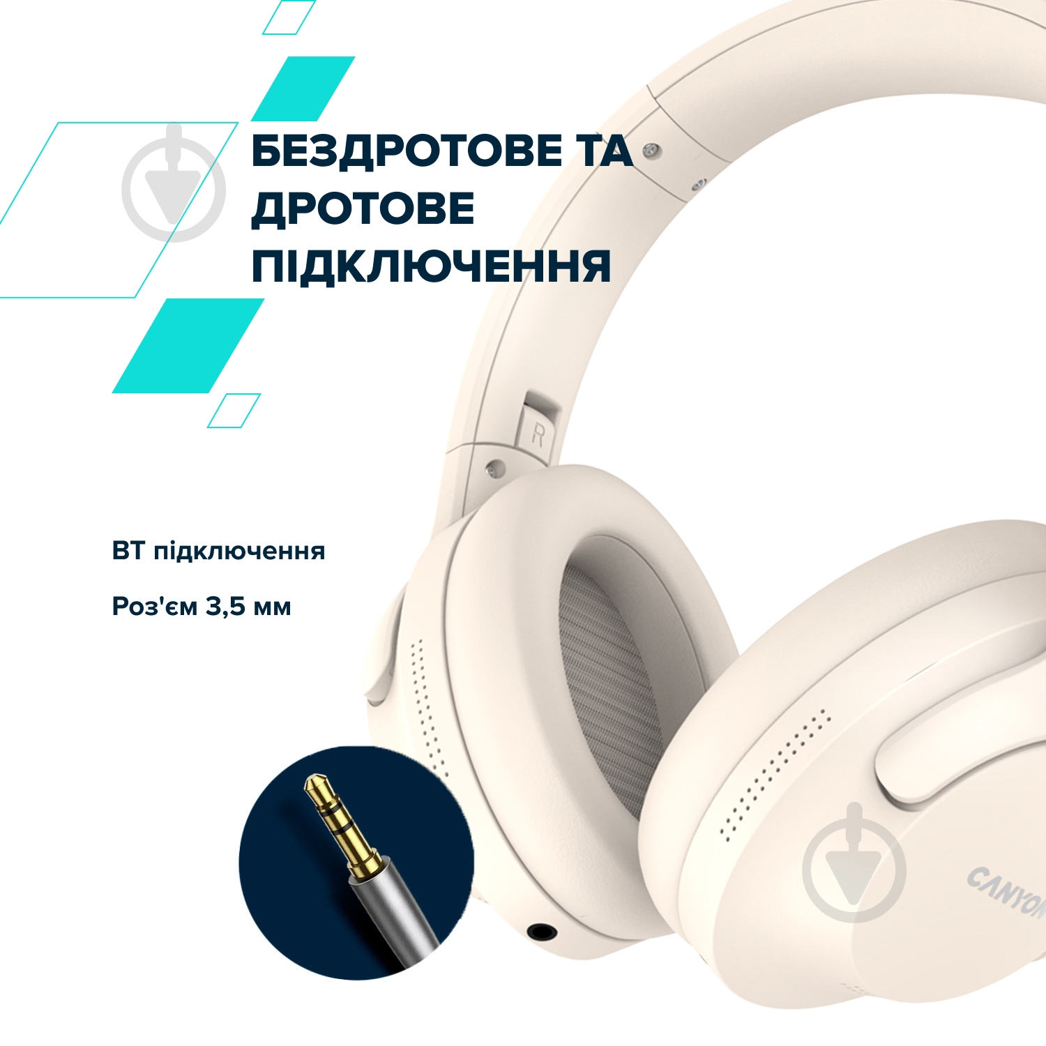 Навушники Canyon OnRiff 10 ANC Bluetooth beige (CNS-CBTHS10BG) - фото 8