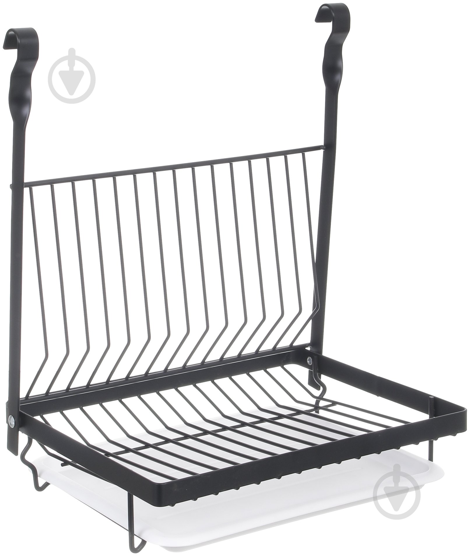 Сушилка для посуды Flamberg 358х235х387 мм на рейлинг с поддоном черный - фото 1