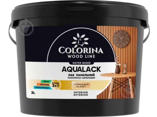 Лак панельний AQUALACK COLORINA глянець прозорий 0,75 л - фото 1