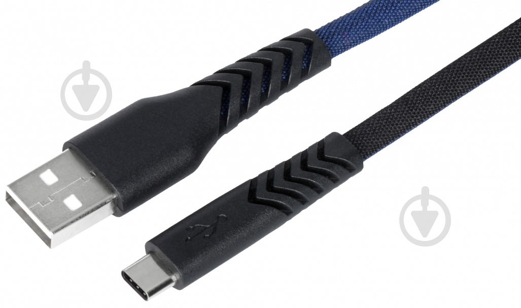 Кабель 2E USB-USB-C 1 м черный с синим (2E-CCTT-1MBL) - фото 1