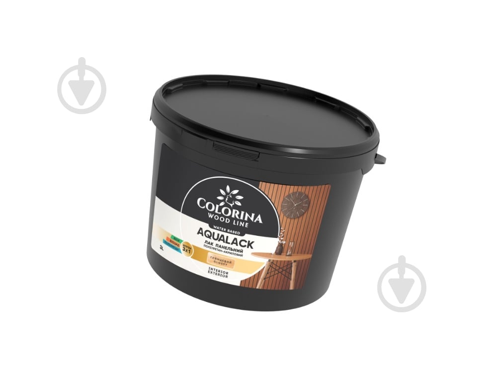 Лак панельний AQUALACK COLORINA шовковистий мат прозорий 0,75 л - фото 2