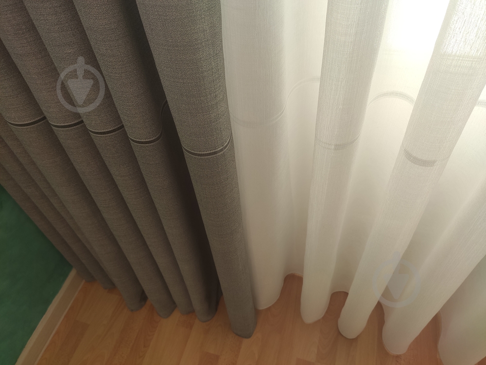 Комплект штор Щільна з мережкою 600x290 Сіра з білим Декор-ін - фото 2 Комплект штор Щільна з мережкою 600x290 Сіра з білим Декор-ін - фото 2