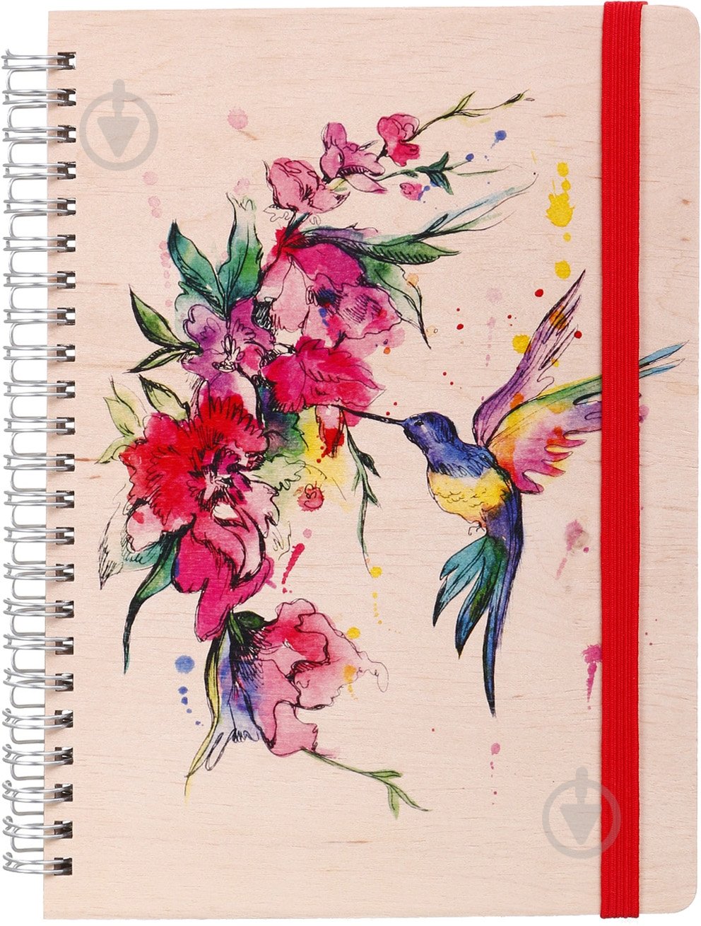 Блокнот эко деревянный А5 Колибри в точку на пружине 120 стр. KIRI Sketch - фото 1