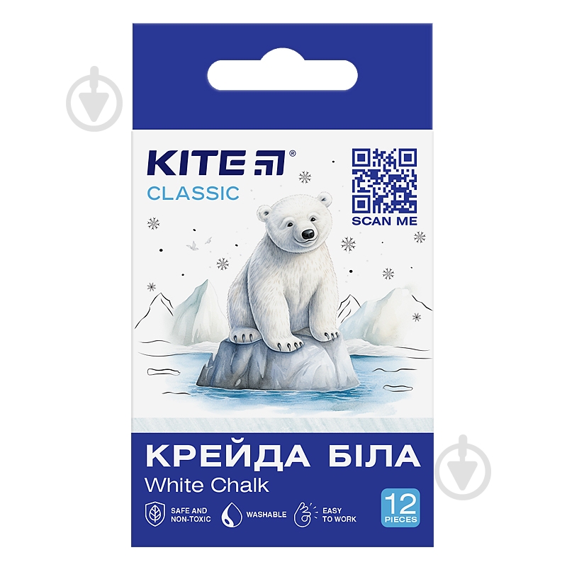 Мел белая круглая 12 шт. Classic K-079-12 KITE - фото 1