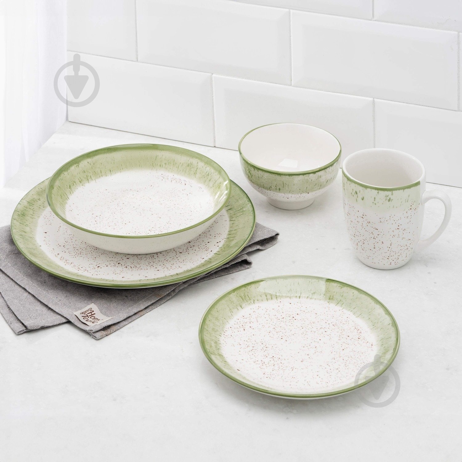 Тарілка супова Ardesto Siena 20 см біло-зелена AR2920SWG - фото 4