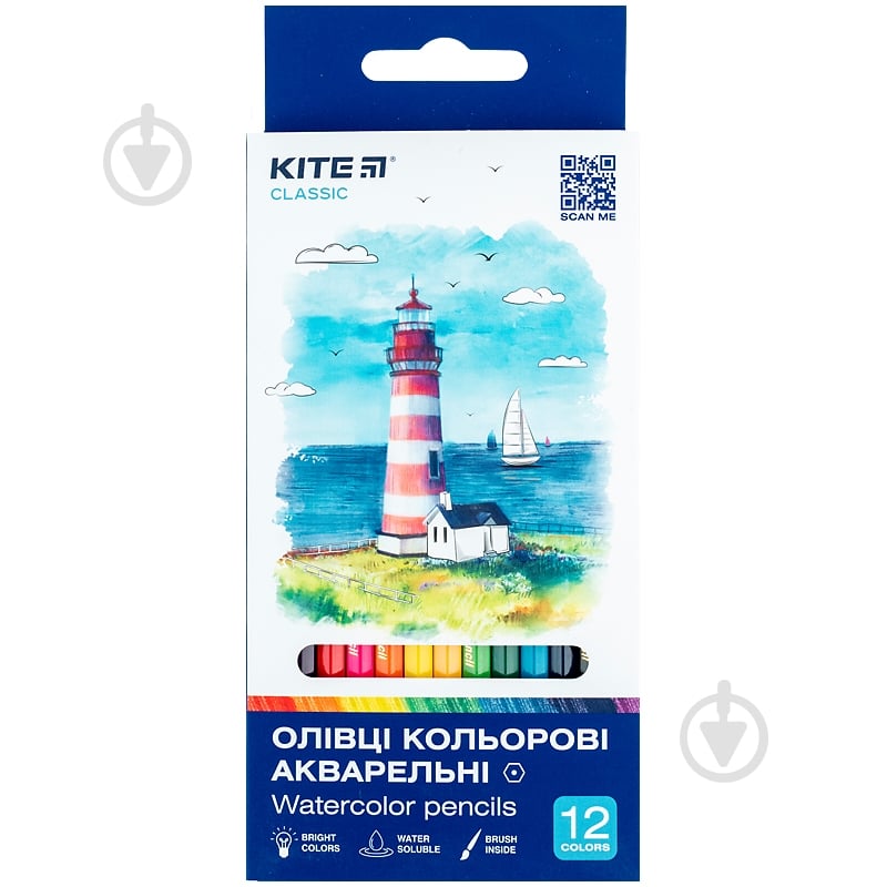 Карандаш акварельный 12 шт. Classic KITE - фото 1