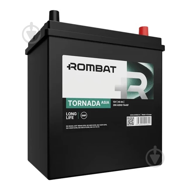 Акумулятор автомобільний ROMBAT 40Ah 280A 12V «+» праворуч (TA40F) - фото 1