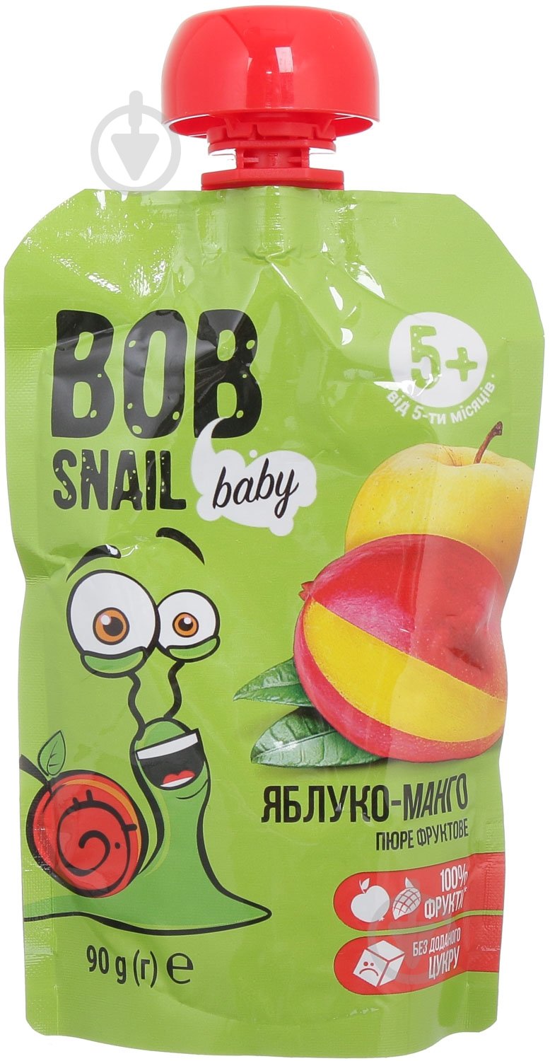 Пюре Равлик Боб Яблоко-манго пауч 90 г - фото 1 Пюре Равлик Боб Яблоко-манго пауч 90 г - фото 1