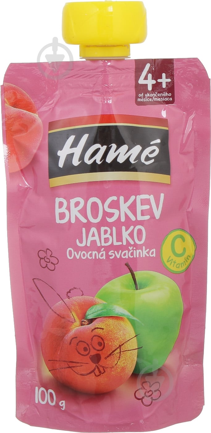 Пюре Hame Яблоко-персик пауч 100 г - фото 1 Пюре Hame Яблоко-персик пауч 100 г - фото 1