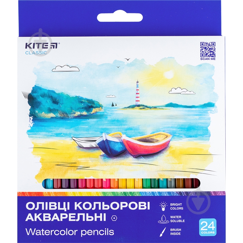 Олівці кольорові акварельні 24 шт. Classic K-1050 KITE - фото 1