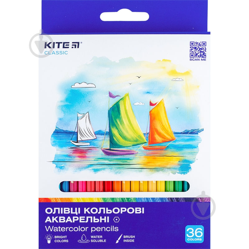 Карандаши цветные акварельные 36 шт. Classic K-1052 KITE - фото 1