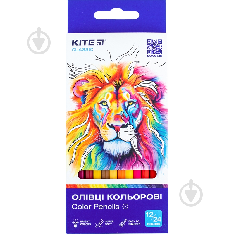 Олівці кольорові двосторонні 12 шт. Classic K-054 KITE - фото 1