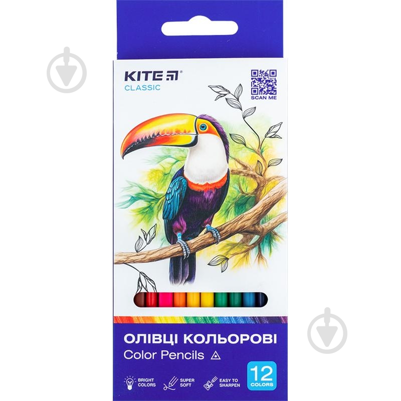 Карандаши цветные трехгранные 12 шт. Classic K-053 KITE - фото 3