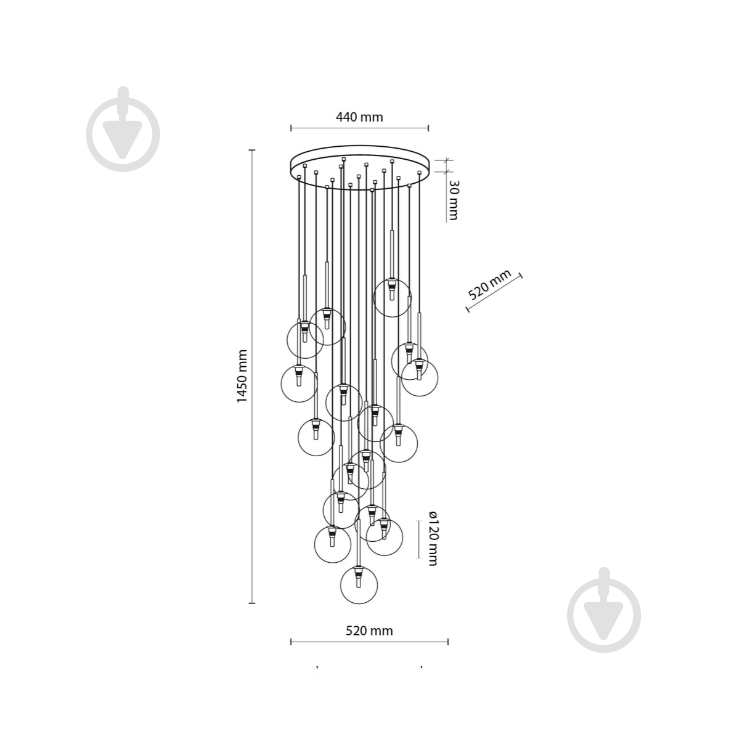ВИТРИНА! Подвес TK Lighting NILOS 10294 17x/G9 черный - фото 2
