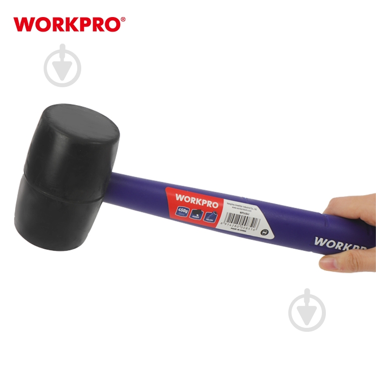 Киянка WORKPRO 450 гр чорная пластиковая ручка PRO - фото 5