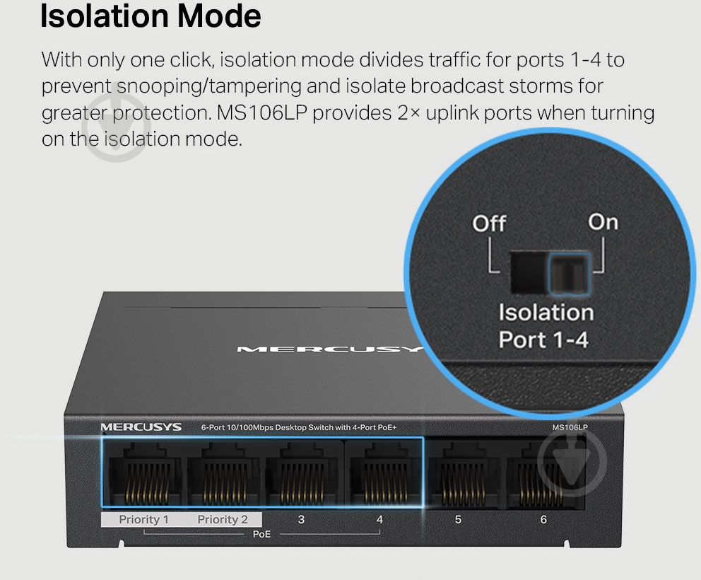 Коммутатор Mercusys MS106LP - фото 7 Коммутатор Mercusys MS106LP - фото 7