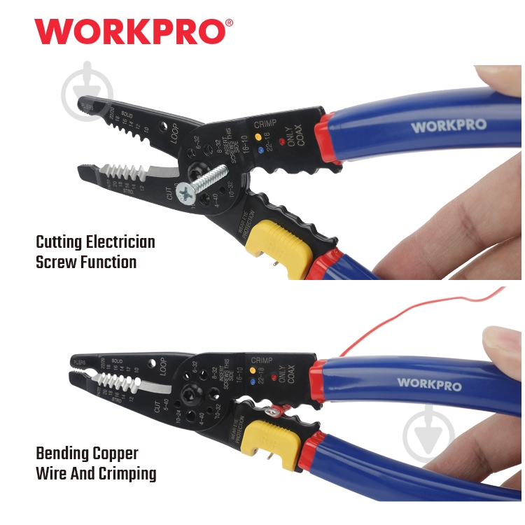 Кліщі обтискні WORKPRO 210 мм мультифункціональні PRO WP291009 - фото 5