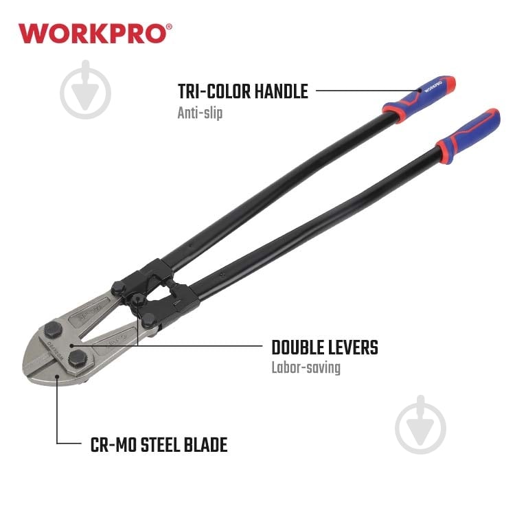 Болторез WORKPRO 900 мм CR-MO PRO 1 шт. WP216007 - фото 3