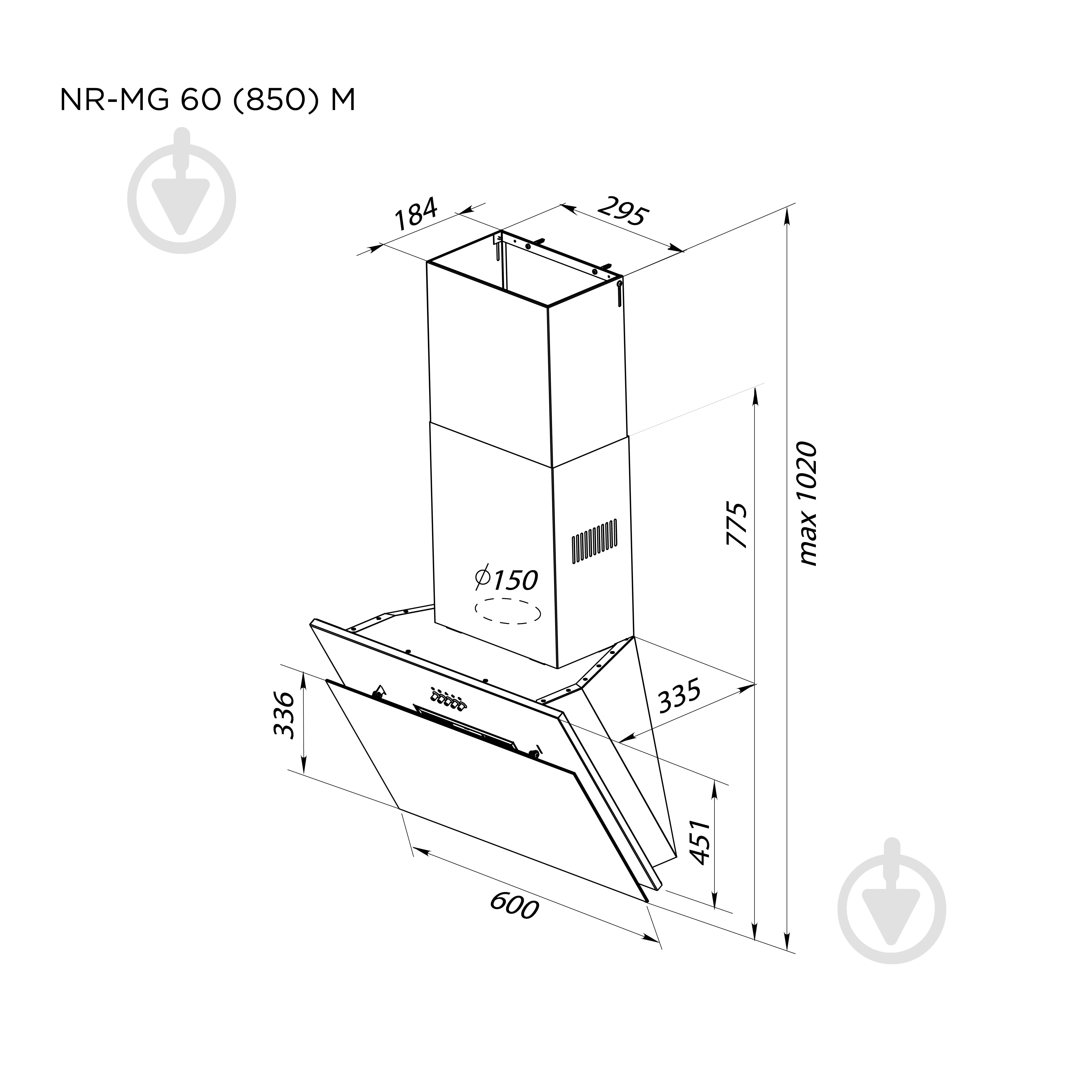 Вытяжка Pyramida NR-MG 60 (850) M BL - фото 7 Вытяжка Pyramida NR-MG 60 (850) M BL - фото 7