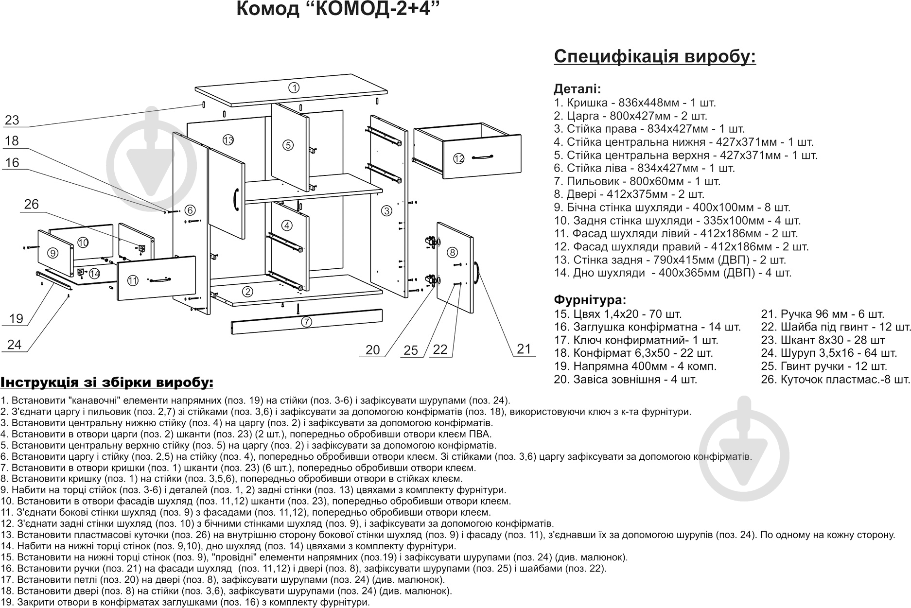 УЦІНКА! Комод Компаніт 2 + 4 венге - фото 4 УЦІНКА! Комод Компаніт 2 + 4 венге - фото 4