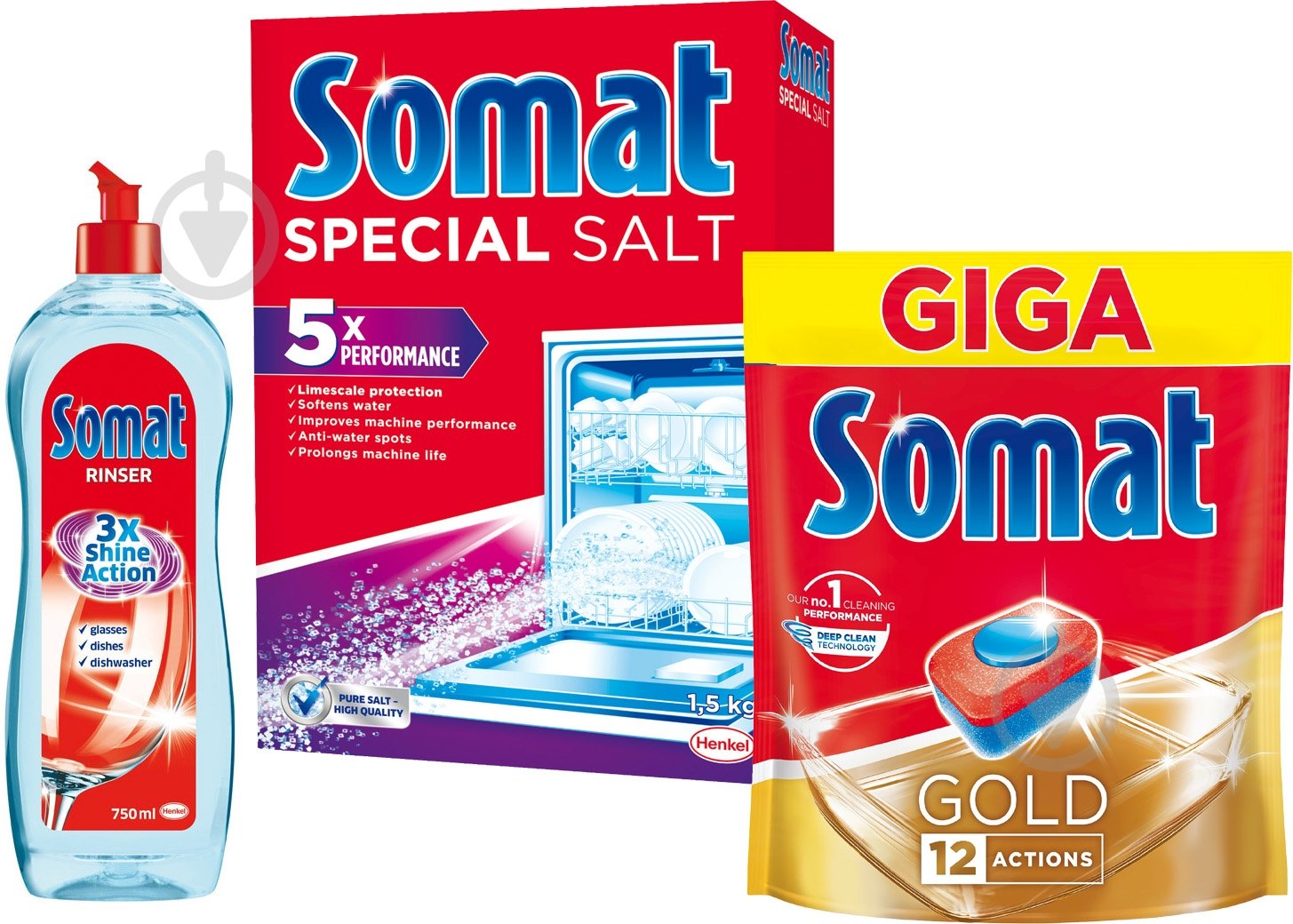 Набір засобів для посудомийних машин Somat 3 шт. - фото 1