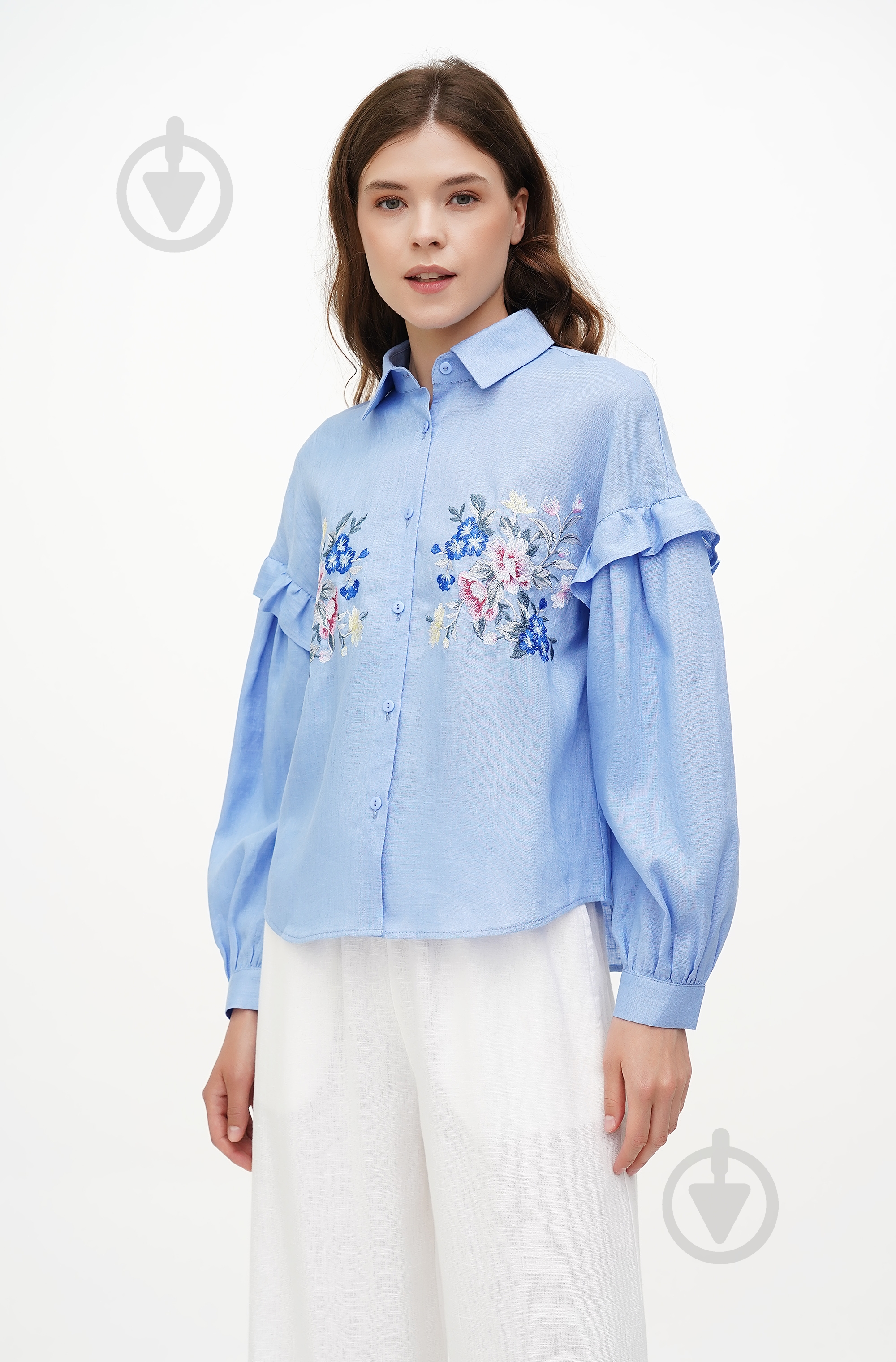 Блуза Галерея льна Истра р. 52 голубой 9347/52/435 - фото 1