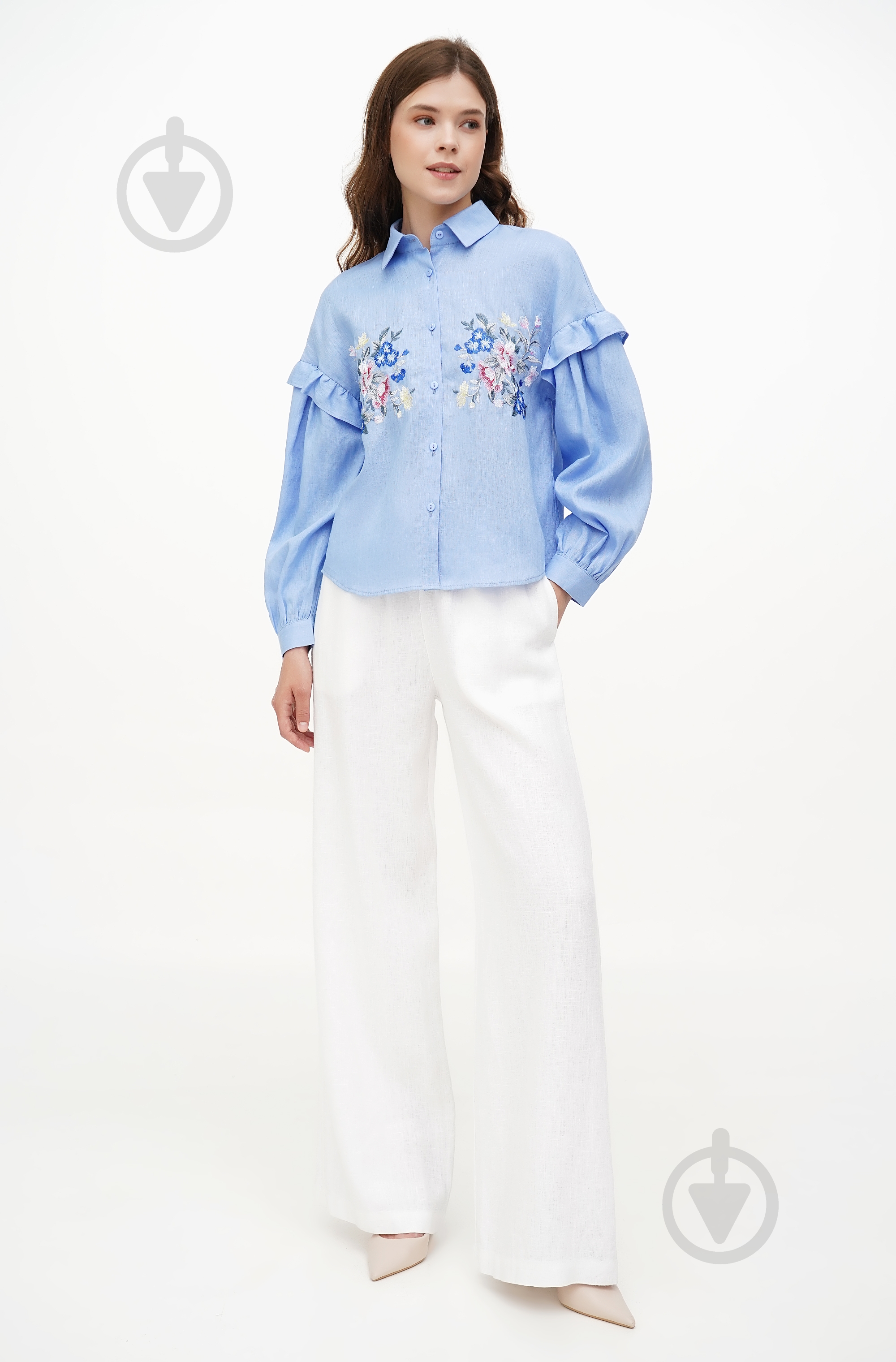 Блуза Галерея льна Истра р. 52 голубой 9347/52/435 - фото 3