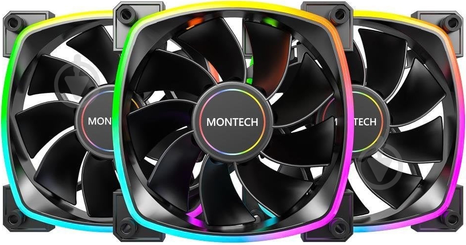 Набор вентиляторов для корпуса Montech RX120 PWM 3 in 1 Black - фото 1 Набор вентиляторов для корпуса Montech RX120 PWM 3 in 1 Black - фото 1