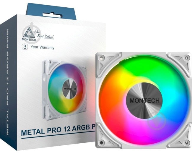 Корпусный кулер Montech Metal PRO 12 ARGB PWM White - фото 5