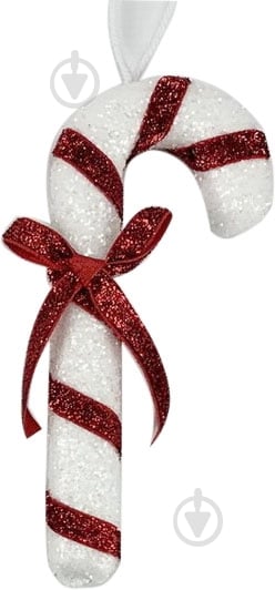Підвіска пінопластова Цукерка тростинка 17 см білий із червоним SDK2215917WR - фото 1