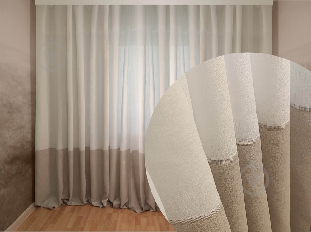 Тюль Плотная с мережкой 400x285 бежевый Декор-ін - фото 1 Тюль Плотная с мережкой 400x285 бежевый Декор-ін - фото 1