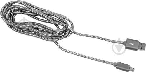 Кабель PowerPlant USB – microUSB 2 м серый USB 2.0 AM – Micro 2м - фото 1