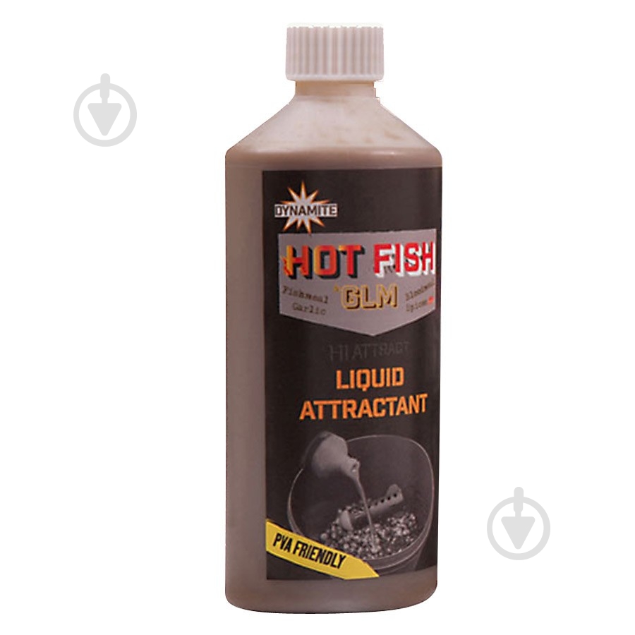 Ліквід Dynamite Baits HOT FISH & GLM LIQUID ATTRACTANT - 500ML 500 г риба - фото 1
