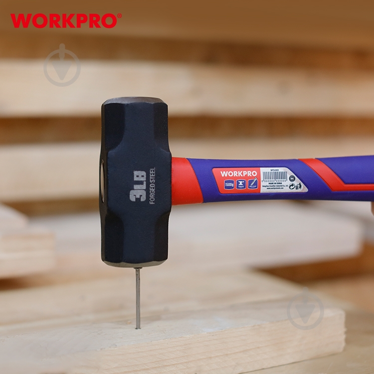 Кувалда WORKPRO 1500 гр стекловолоконная ручка PRO WP241032 - фото 5