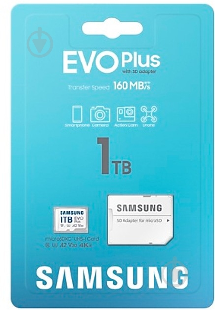 Карта пам'яті Samsung microSDXC 1 ТБ UHS-I (MB-MC1T0SA/EU ) Evo Plus - фото 8 Карта пам'яті Samsung microSDXC 1 ТБ UHS-I (MB-MC1T0SA/EU ) Evo Plus - фото 8