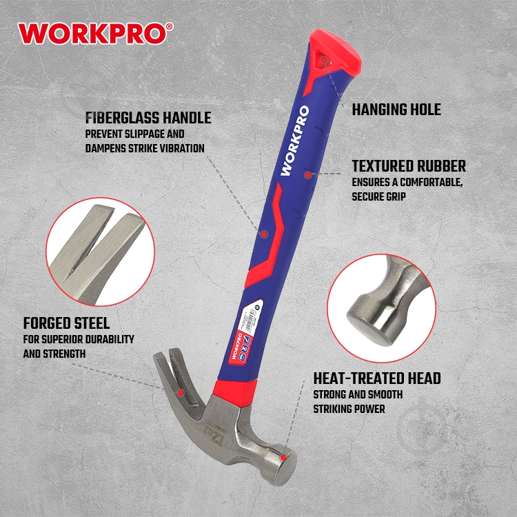 Молоток столярный WORKPRO WP241010 337 г WP241010 - фото 4