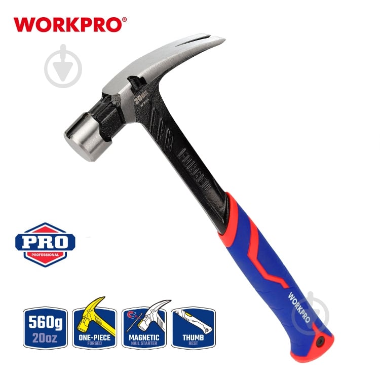 Молоток для кровли WORKPRO WP241014 570 г WP241014 - фото 2
