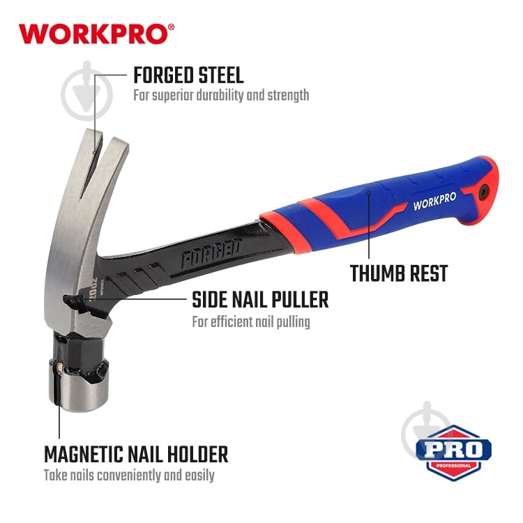 Молоток для кровли WORKPRO WP241014 570 г WP241014 - фото 3