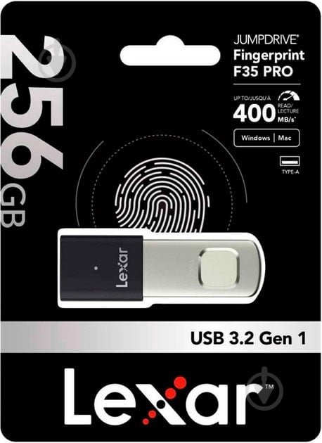 Флеш-память USB Lexar JumpDrive Fingerprint F35 Pro 256 ГБ USB 3.2 Gen. 1 (LJDF35P256G-RNBNG) - фото 6 Флеш-память USB Lexar JumpDrive Fingerprint F35 Pro 256 ГБ USB 3.2 Gen. 1 (LJDF35P256G-RNBNG) - фото 6