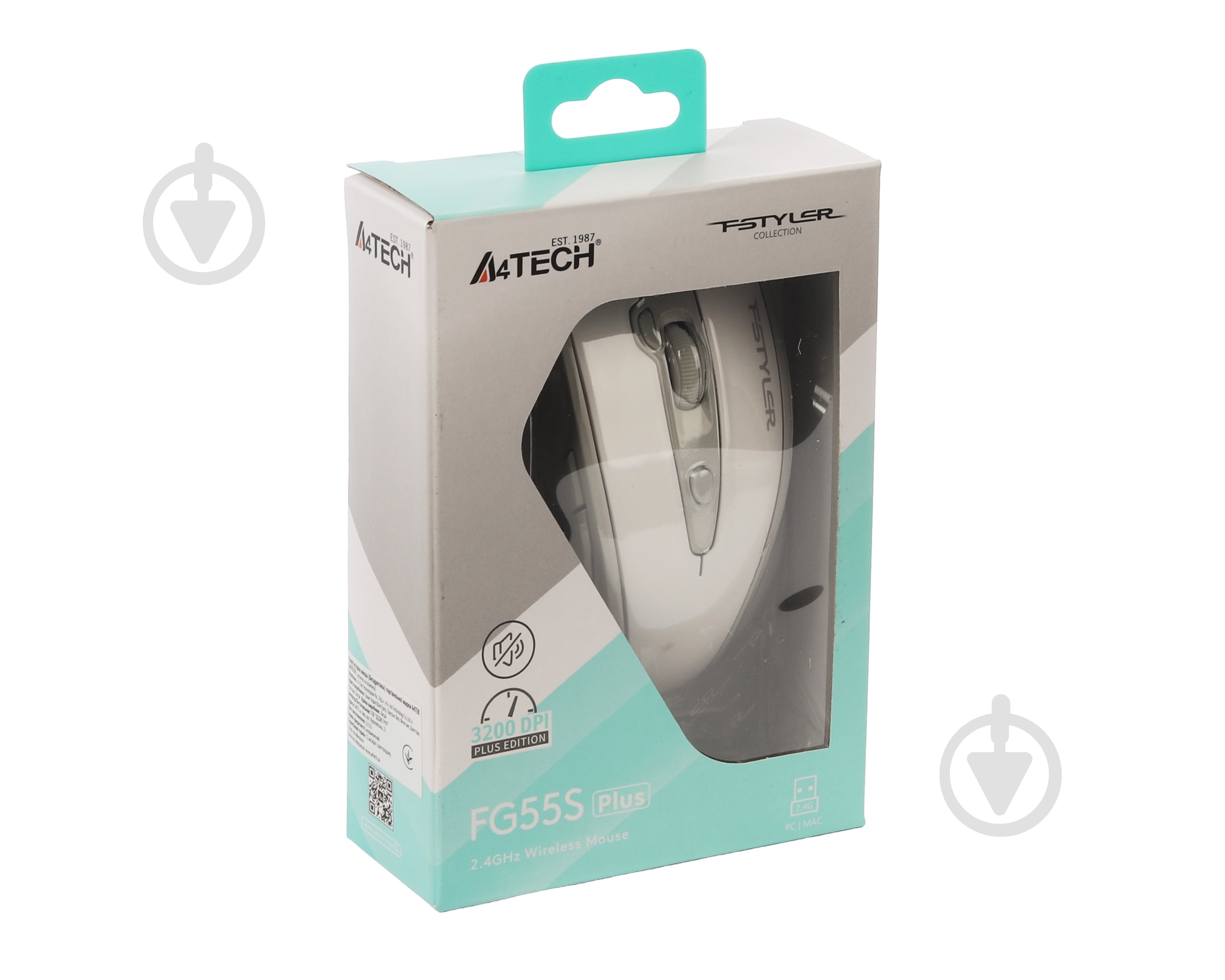 Мышка беспроводная A4Tech бесшумная, 3200 dpi, Double Click white (FG55S Plus (White)) - фото 13