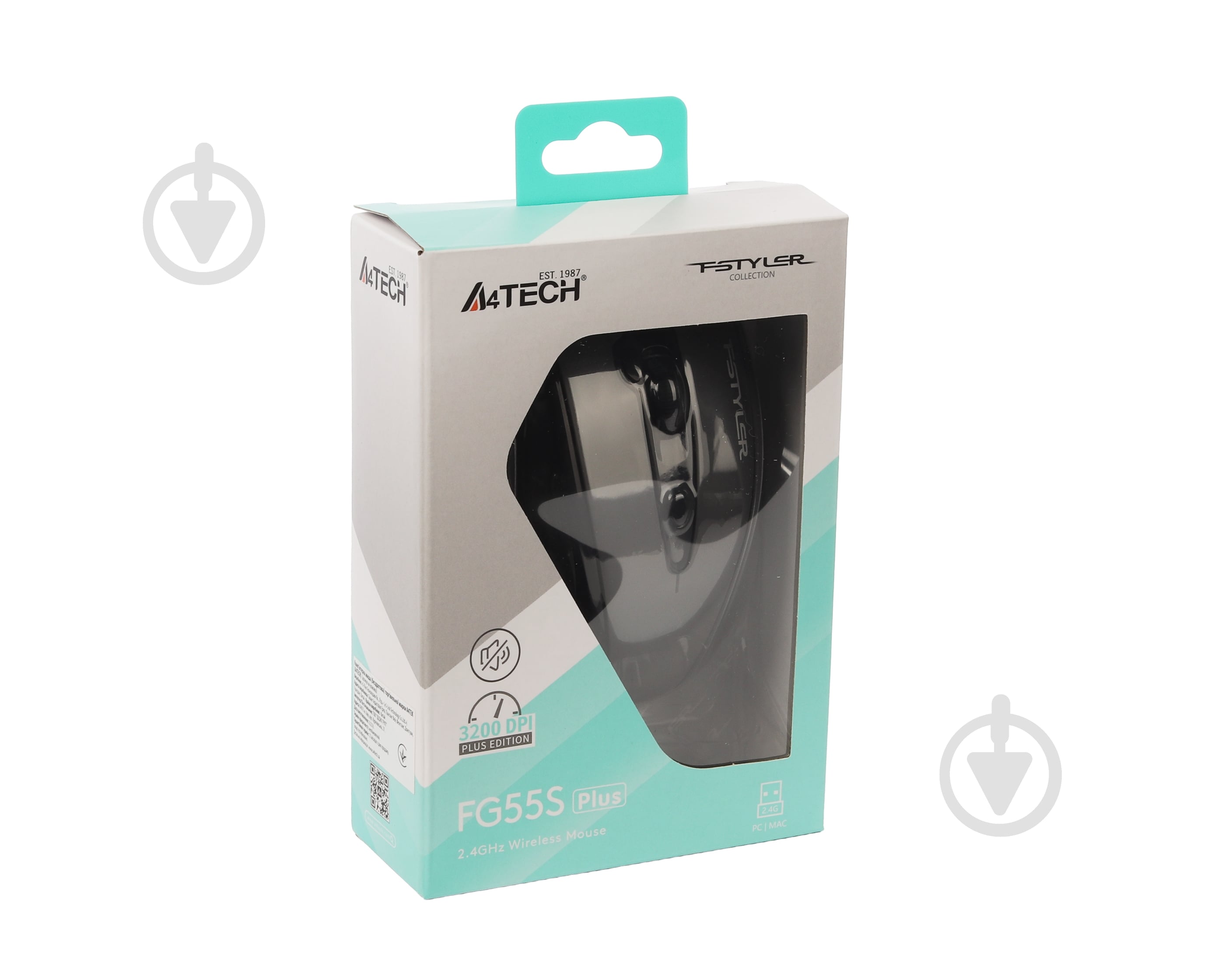 Мышка беспроводная A4Tech бесшумная, 3200 dpi, Double Click dark grey (FG55S Plus (Grey)) - фото 13