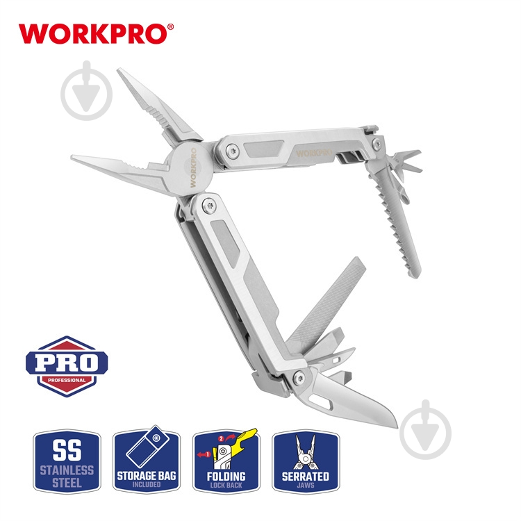 Мультитул WORKPRO 15-в-1 PRO WP382002 - фото 2