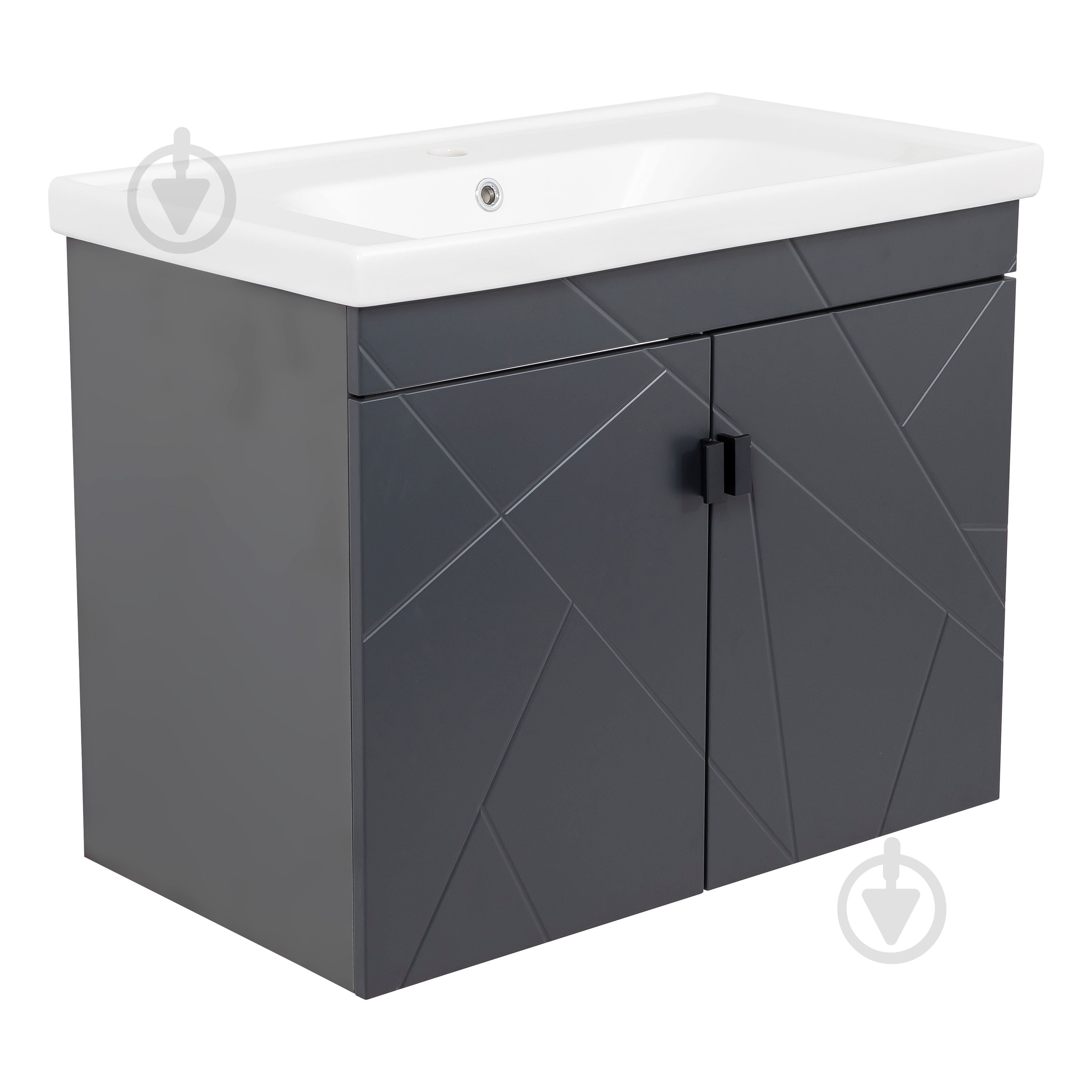 Тумба Aqua Rodos МИНИ с умывальником Frame 80 см антрацит - фото 1