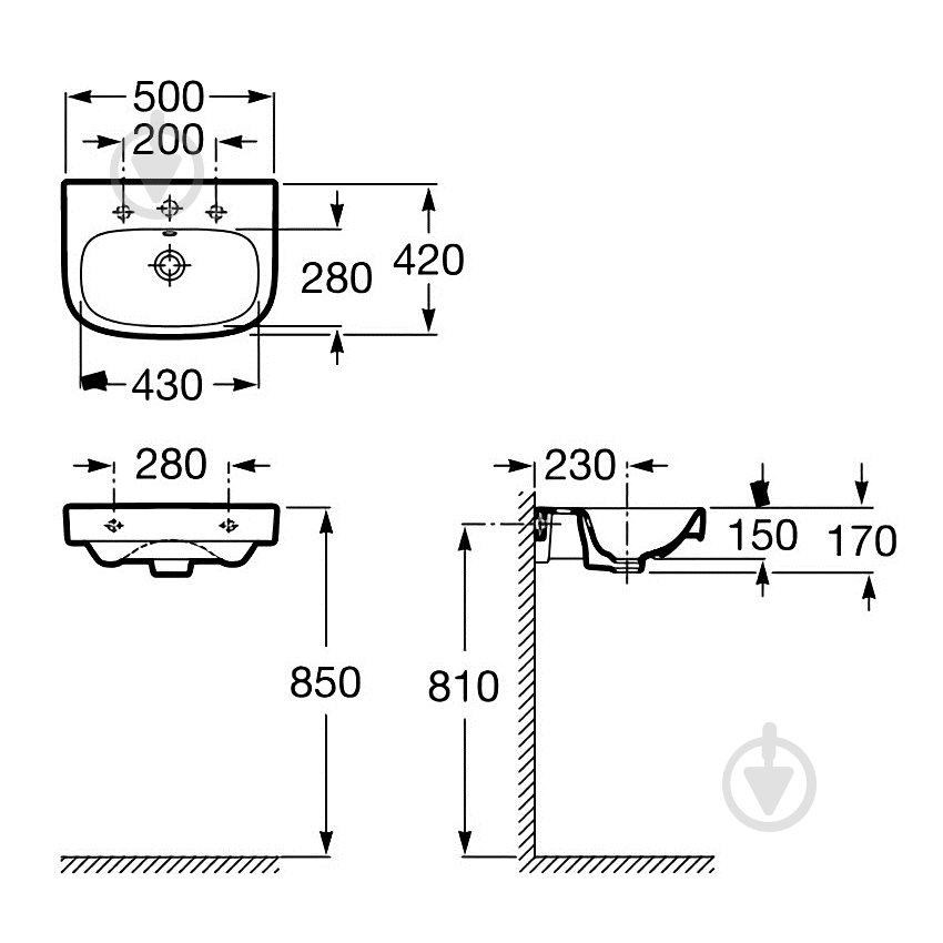 Умывальник ROCA Debba A325996000 - фото 3 Умывальник ROCA Debba A325996000 - фото 3