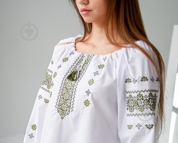 Вышиванка Galychanka Дева р. L белый с зеленым Wb-039 - фото 2