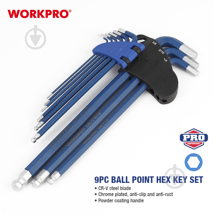 Набір ключів шестигранних WORKPRO WP222011 - фото 4 Набір ключів шестигранних WORKPRO WP222011 - фото 4