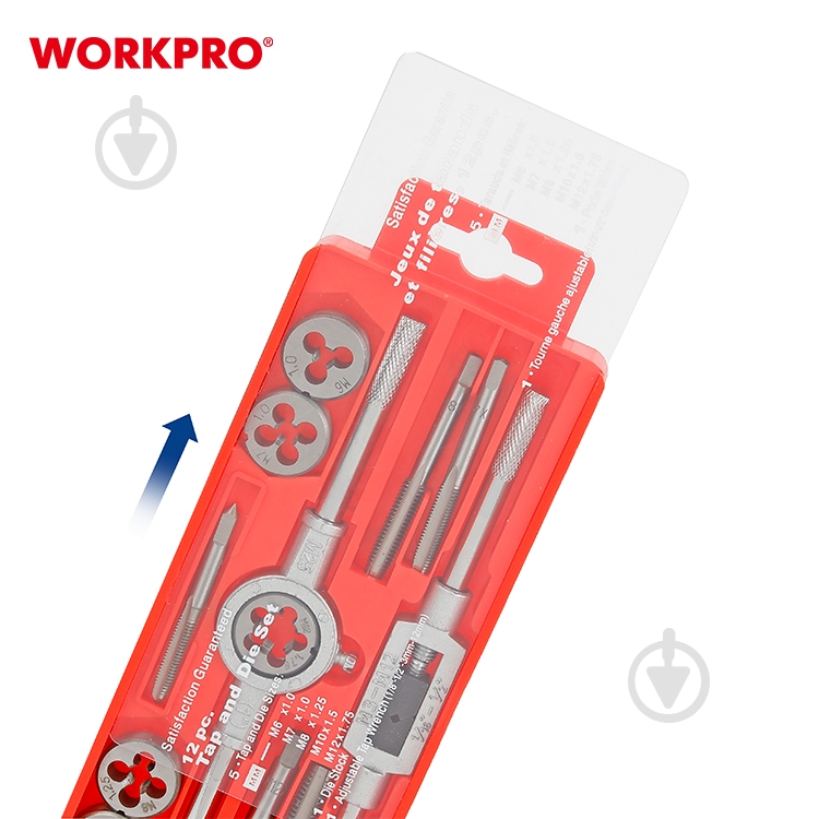 Набір мітчиків та плашок WORKPRO 12 шт. WP309009 - фото 2