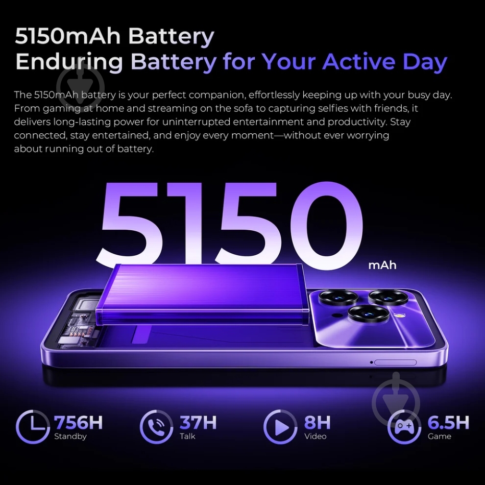 Смартфон Oukitel C6 5G 8/256GB black (C6_5G_BK) - фото 4