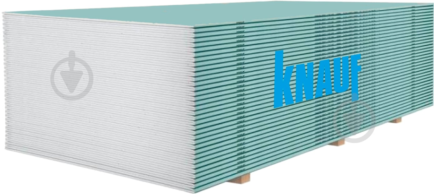 УЦІНКА! Гіпсокартон вологостійкий Knauf 2500x1200х12,5 мм 3 кв. м (УЦ №2996) - фото 1