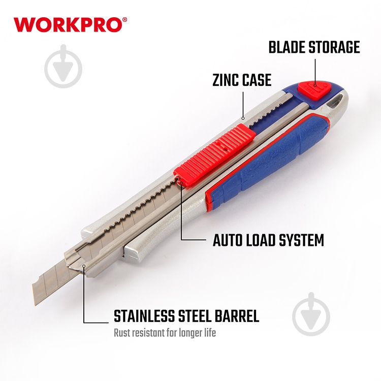 Нож сегментный WORKPRO PRO PLUS WP212017 - фото 3